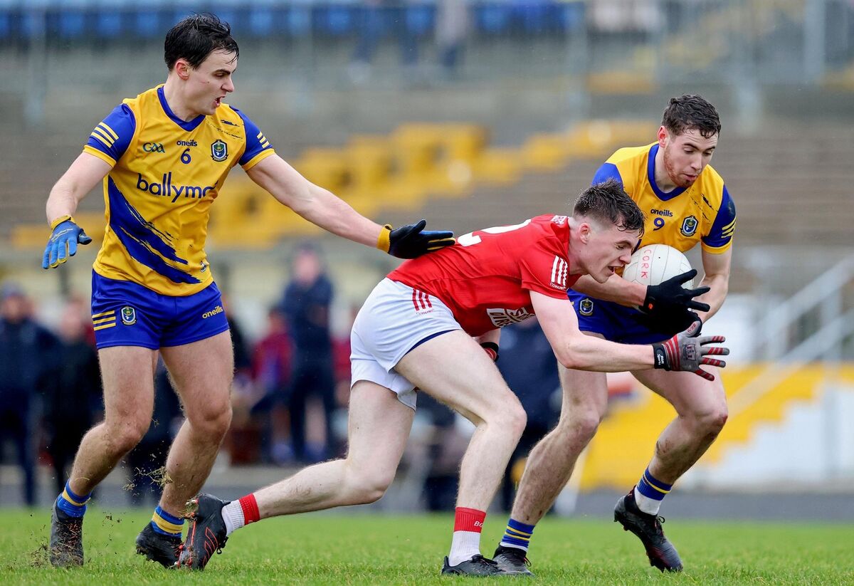 Cork's David Buckley and Eddie Nolan of Roscommon battling for possession. Picture: INPHO/Bryan Keane Cork's David Buckley and Eddie Nolan of Roscommon battling for possession. Picture: INPHO/Bryan Keane