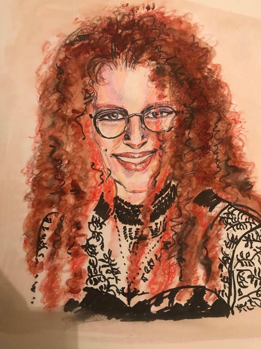 Poet Rosalin Blue. Drawn by Margaret Creedon O'Shea. Poet Rosalin Blue. Drawn by Margaret Creedon O'Shea.