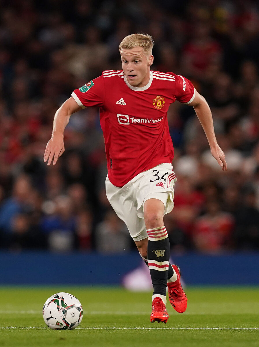  Manchester United's Donny van de Beek has gone on loan to Everton, in search of some game-time. Martin Rickett/PA Wire.
