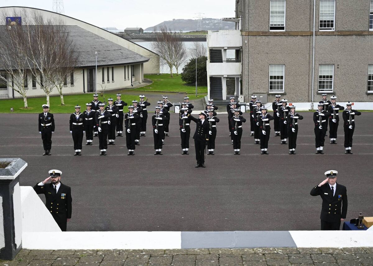 Twenty-seven naval servicemen and servicewomen took part in their passing out parade at the Naval Service headquarters at Haulbowline Island yesterday. Picture: David Jones, Naval Service Photographer.