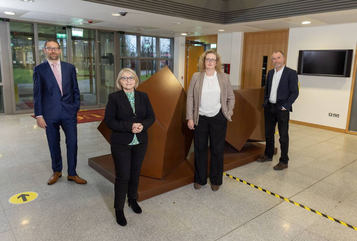 Pictured are SFI Research Centre Interim General Manager Dr Brendan Curran, UCC’s Head of College of Science, Engineering and Food Science Professor Sarah Culloty, Professor Ruth Massey and UCC’s Head of School of Microbiology Professor Paul O’Toole. Photo By Tomas Tyner, UCC. Pictured are SFI Research Centre Interim General Manager Dr Brendan Curran, UCC’s Head of College of Science, Engineering and Food Science Professor Sarah Culloty, Professor Ruth Massey and UCC’s Head of School of Microbiology Professor Paul O’Toole. Photo By Tomas Tyner, UCC.
