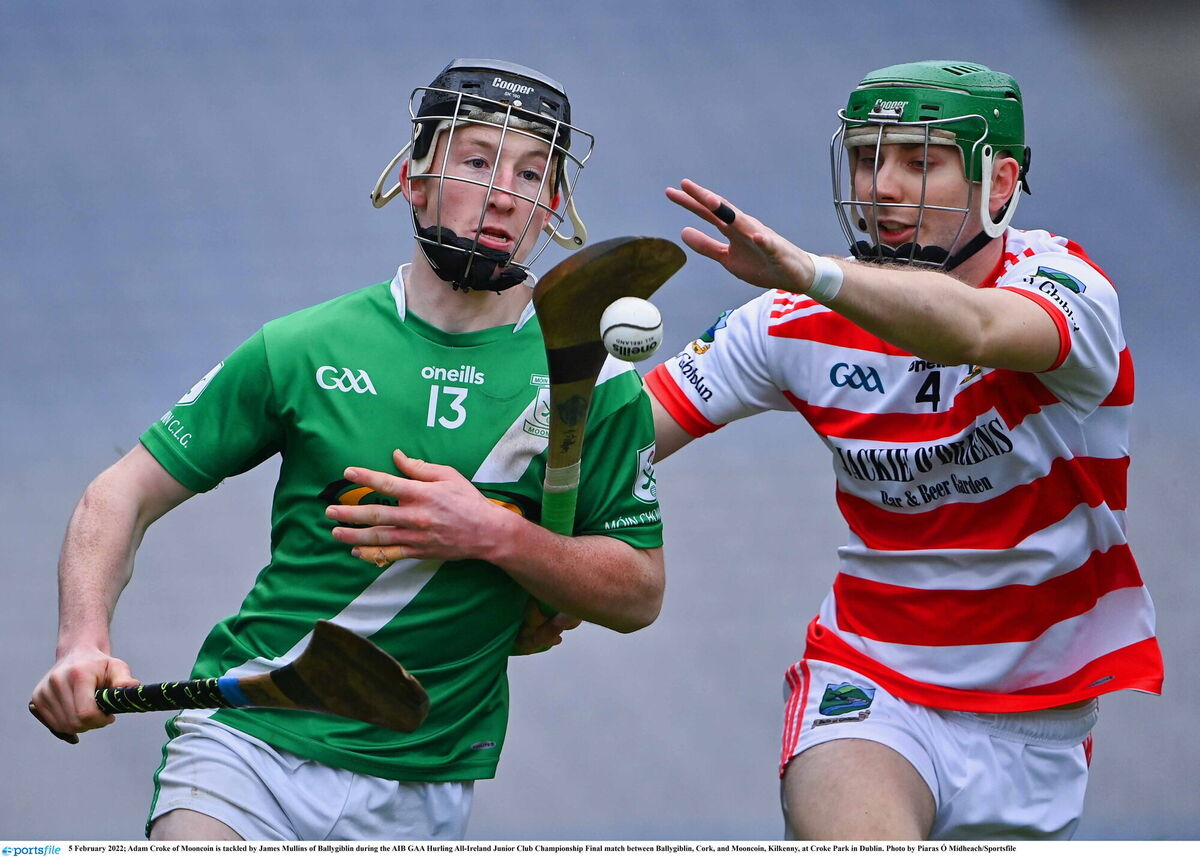Adam Croke of Mooncoin is tackled by James Mullins of Ballygiblin. Picture: Piaras Ó Mídheach/Sportsfile Adam Croke of Mooncoin is tackled by James Mullins of Ballygiblin. Picture: Piaras Ó Mídheach/Sportsfile