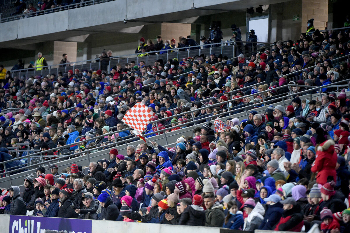  Cork hurling supporters in the lower level of the main stand. Picture: Larry Cummins.