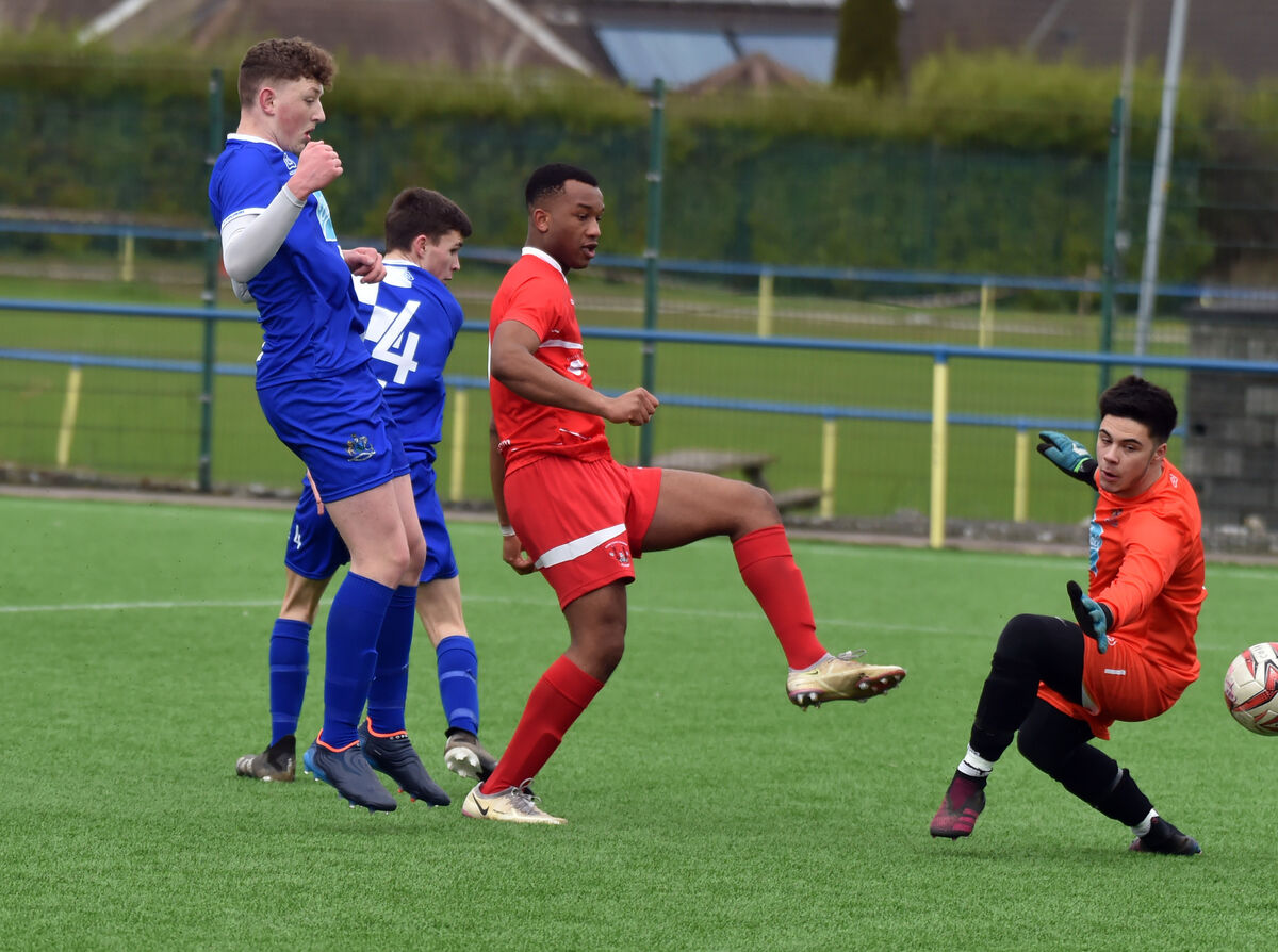 Cork Youth's Stephen Kennedy scores his sides second goal past Waterford Youth's goalkeeper Dylan Nolan. Picture: Eddie O'Hare Cork Youth's Stephen Kennedy scores his sides second goal past Waterford Youth's goalkeeper Dylan Nolan. Picture: Eddie O'Hare