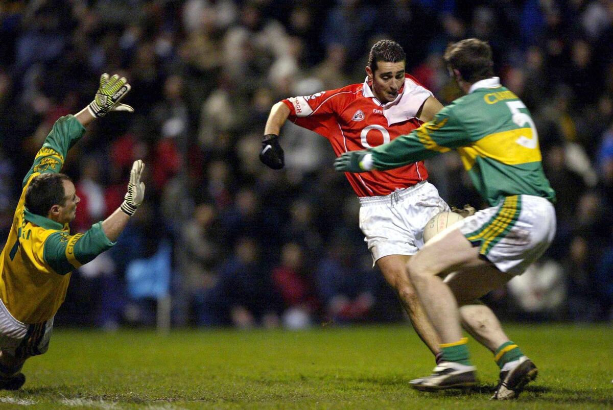 Colin Crowley scores Cork's fourth goal against Kerry at a packed Páirc Uí Rinn in a 2003 league. Picture: INPHO/Lorraine O'Sullivan