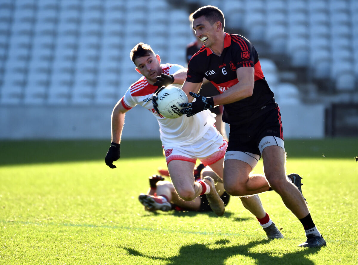 Mitchelstown's Shane Beston breaks from Iveleary's Kevin Manning. Picture: Eddie O'Hare