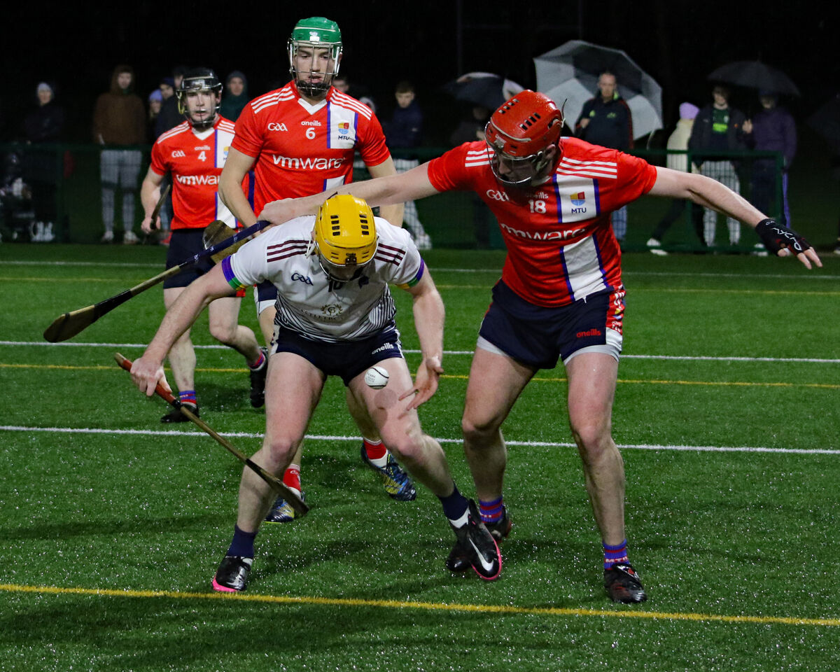 Niall Brennan, UL, controlling the sliotar against Jake Cranny, MTU Cork. Picture: Brendan Gleeson