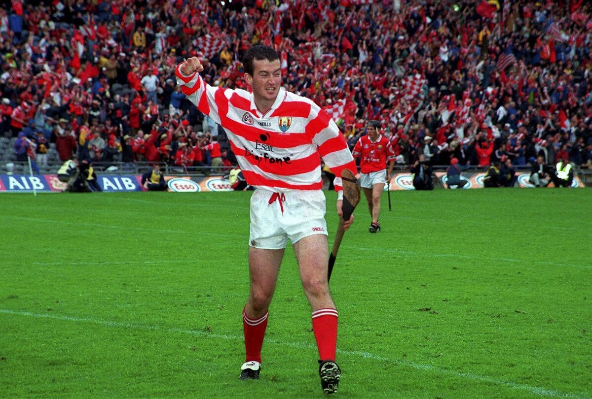 Donal Óg Cusack of Cork celebrates at the final whistle after beating Offaly in 1999. Picture: Aoife Rice/Sportsfile Donal Óg Cusack of Cork celebrates at the final whistle after beating Offaly in 1999. Picture: Aoife Rice/Sportsfile