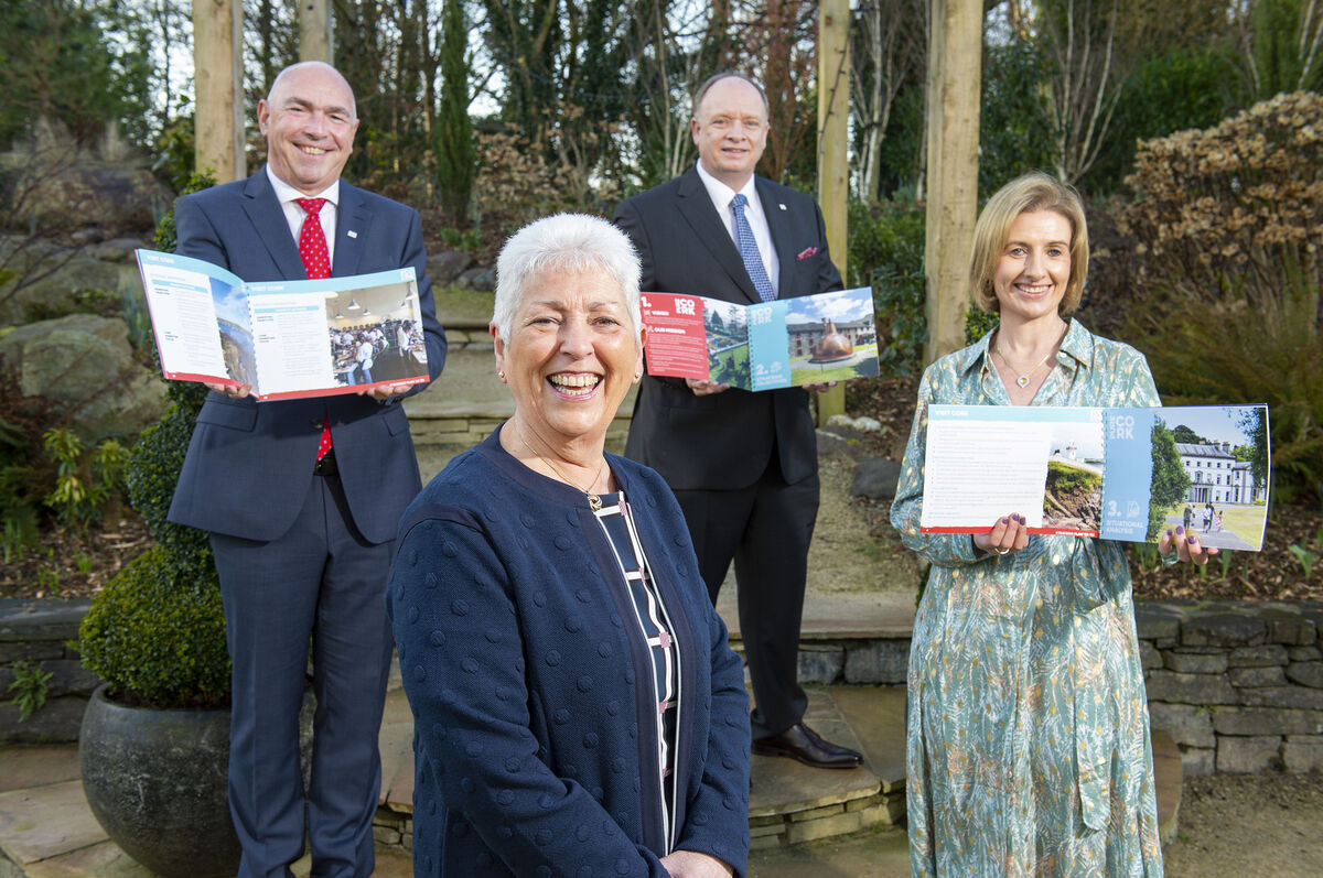 Ger O'Mahony, Chair Visit Cork; Anne Cahill, Trade Liaison; Seamus Heaney, Head of Visit Cork and Evelyn O’Sullivan, Manager Cork Convention Bureau from the Visit Cork team at their Tourism Industry Day in Fota Island Resort Hotel. Photo: Gerard McCarthy Ger O'Mahony, Chair Visit Cork; Anne Cahill, Trade Liaison; Seamus Heaney, Head of Visit Cork and Evelyn O’Sullivan, Manager Cork Convention Bureau from the Visit Cork team at their Tourism Industry Day in Fota Island Resort Hotel. Photo: Gerard McCarthy
