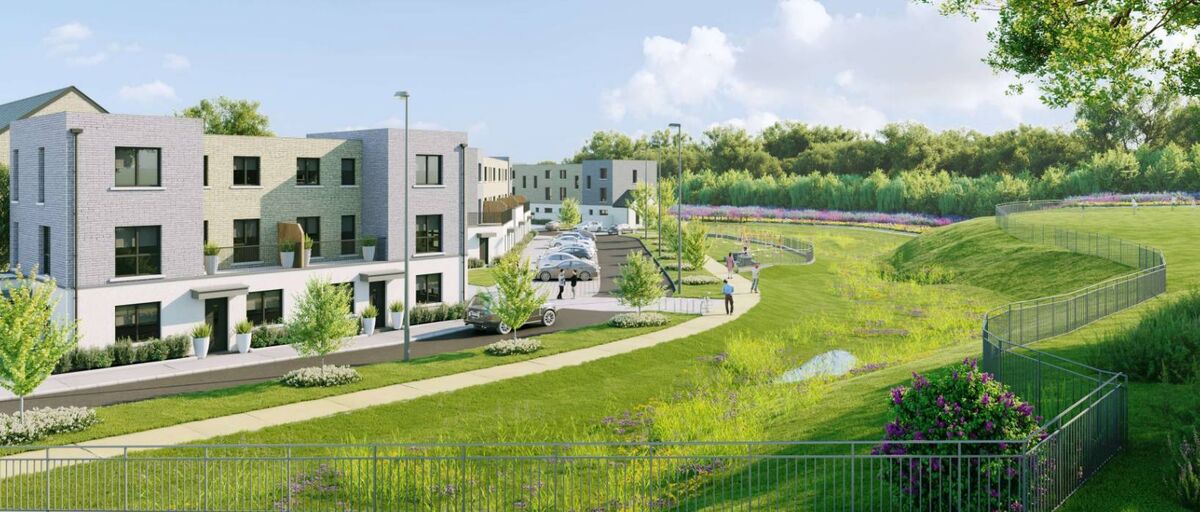 One view of the proposed mixed-used development in the Tower area which includes proposals for almost 200 homes. Image via www.CloghroeSHD.ie 