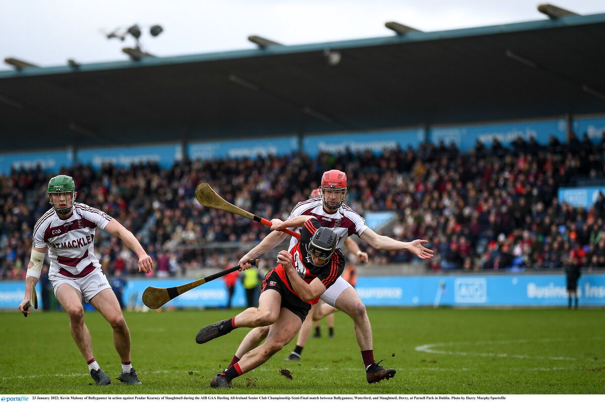 Kevin Mahony of Ballygunner in action against Peadar Kearney of Slaughtneil. Picture: Harry Murphy/Sportsfile Kevin Mahony of Ballygunner in action against Peadar Kearney of Slaughtneil. Picture: Harry Murphy/Sportsfile