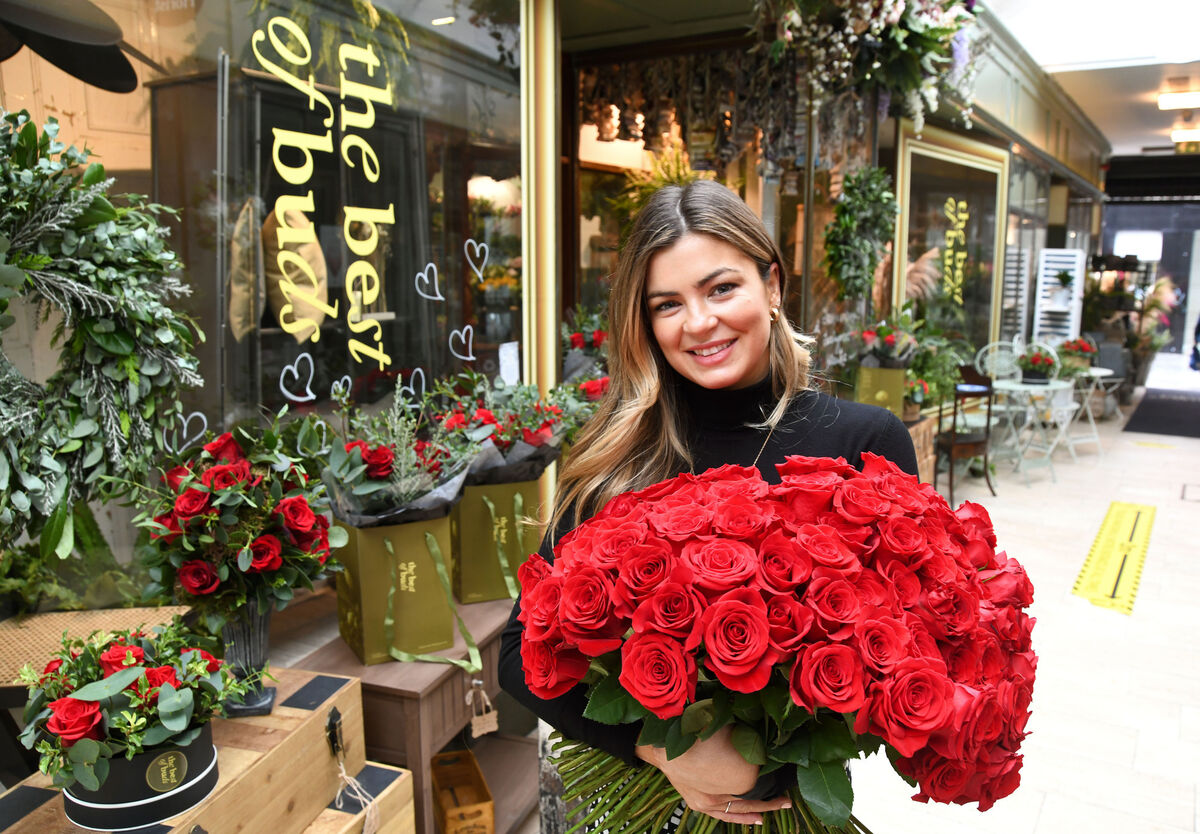 Sarah Fogarty of The Best of Buds Flowers &amp; Interiors, Winthrop Arcade, Cork, all set with beautiful roses for St. Valentine's Day.