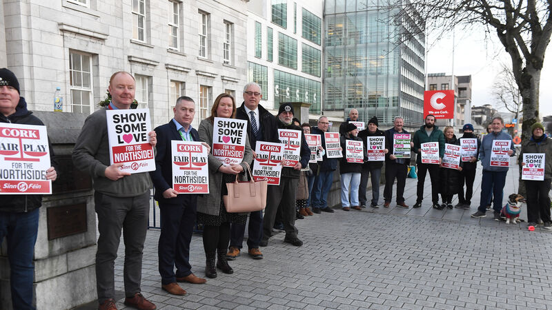Group protests lack of funding for Cork's northside at City Hall
