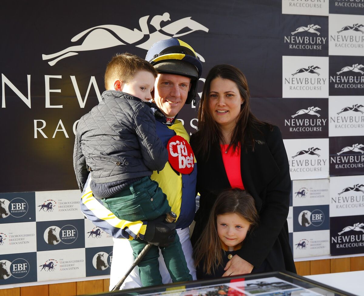 Noel Fehily ahead of his last ride at his local track, with his wife Natasha and family, in 20199 Picture: Healy Racing. Noel Fehily ahead of his last ride at his local track, with his wife Natasha and family, in 20199 Picture: Healy Racing.