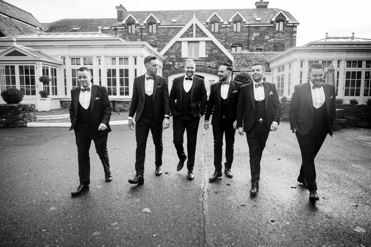 The groom with his bestman and groomsmen. The groom with his bestman and groomsmen.