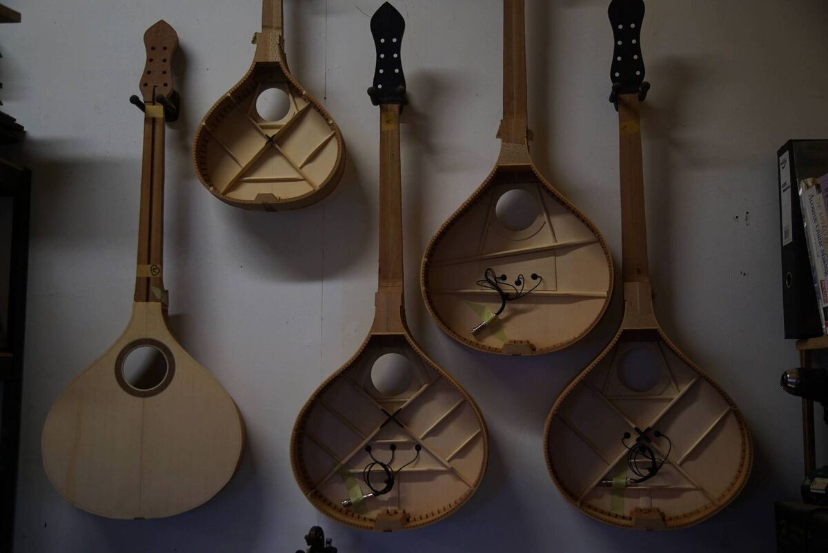 Some of the bouzoukis made by Ultan Walsh. Picture: Mostafa Darwish