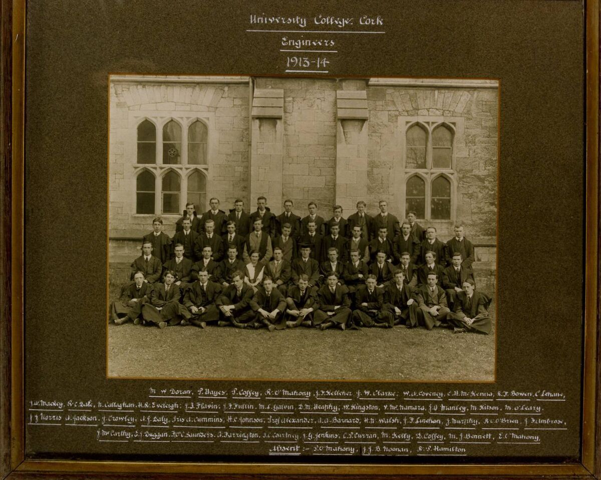 The engineering class with Iris pictured in the second row from the front.