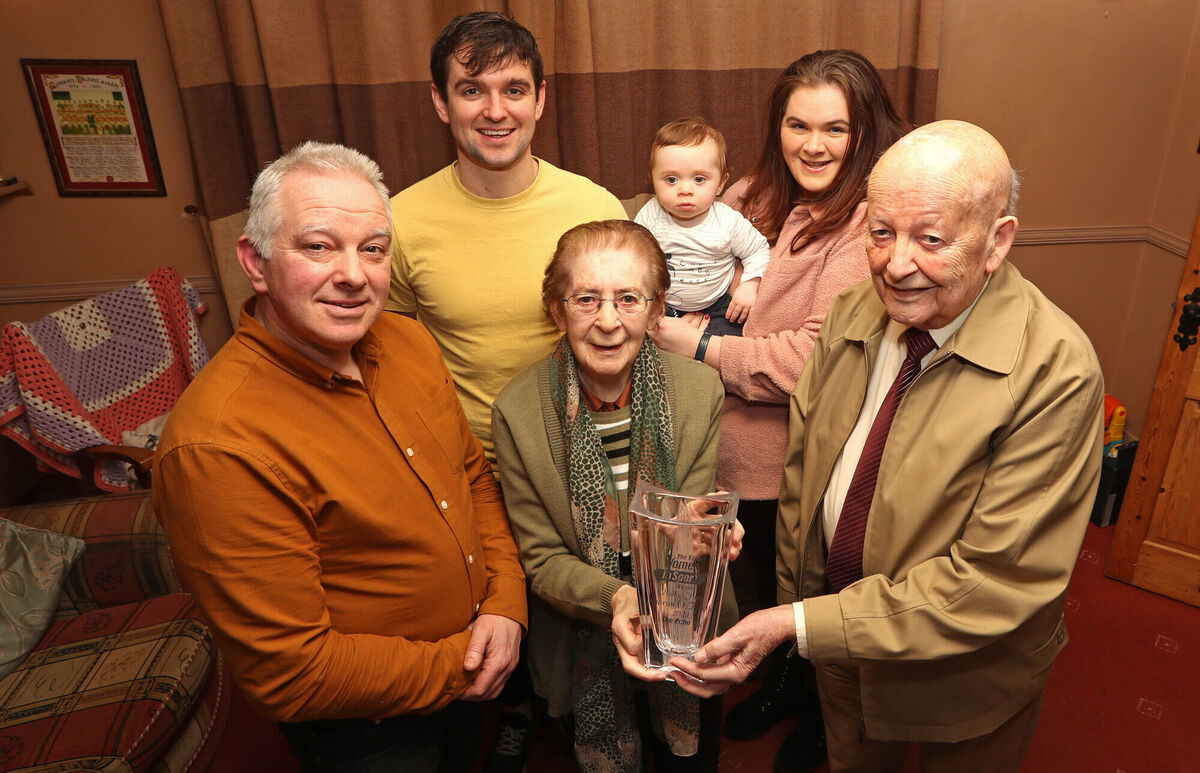  The family of the late Sharon O'Keeffe, Michael O'Keeffe, (husband) Daniel O'Keeffe, (son) Catherine Allison, (mother), grand son, Jack, Sarah O'Keeffe, (daughter) and John Allison (father). Picture: Jim Coughlan.