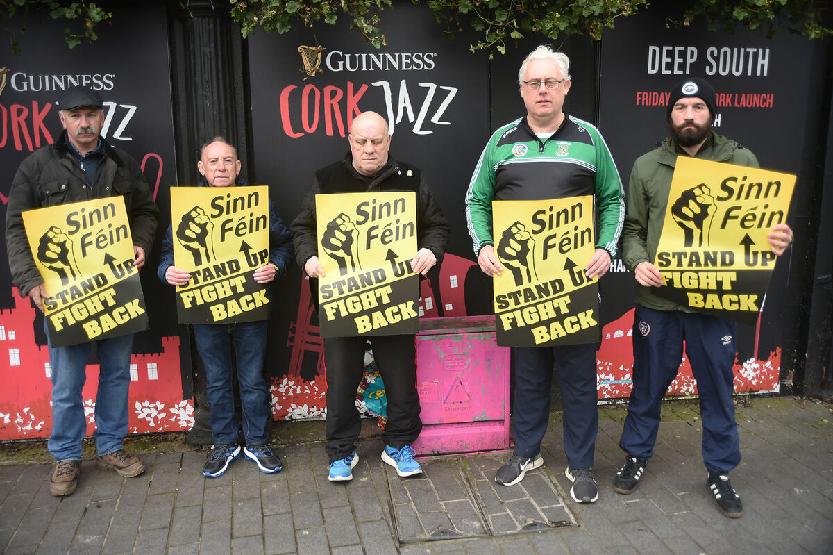  Mick Kelleher, John O'Callaghan, Tom Flynn, Tommy Gould, TD and Conchuir O'Conghaile of Sinn Fein at the rally as Housing activists highlighted the issue of dereliction and demanded an end to the ongoing housing crisis.