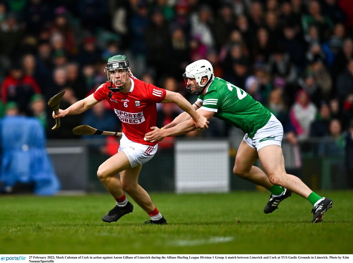 Mark Coleman of Cork in action against Aaron Gillane of Limerick. Picture: Eóin Noonan/Sportsfile