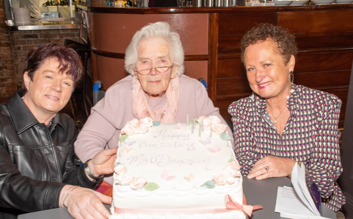 Ms Mary O'Donovan, founder of Scoil Mhuire with Aileen Twomey and school Principal Regina Butler at the school's 70th-anniversary celebrations in Isaac's restaurant. Picture: Howard Crowdy