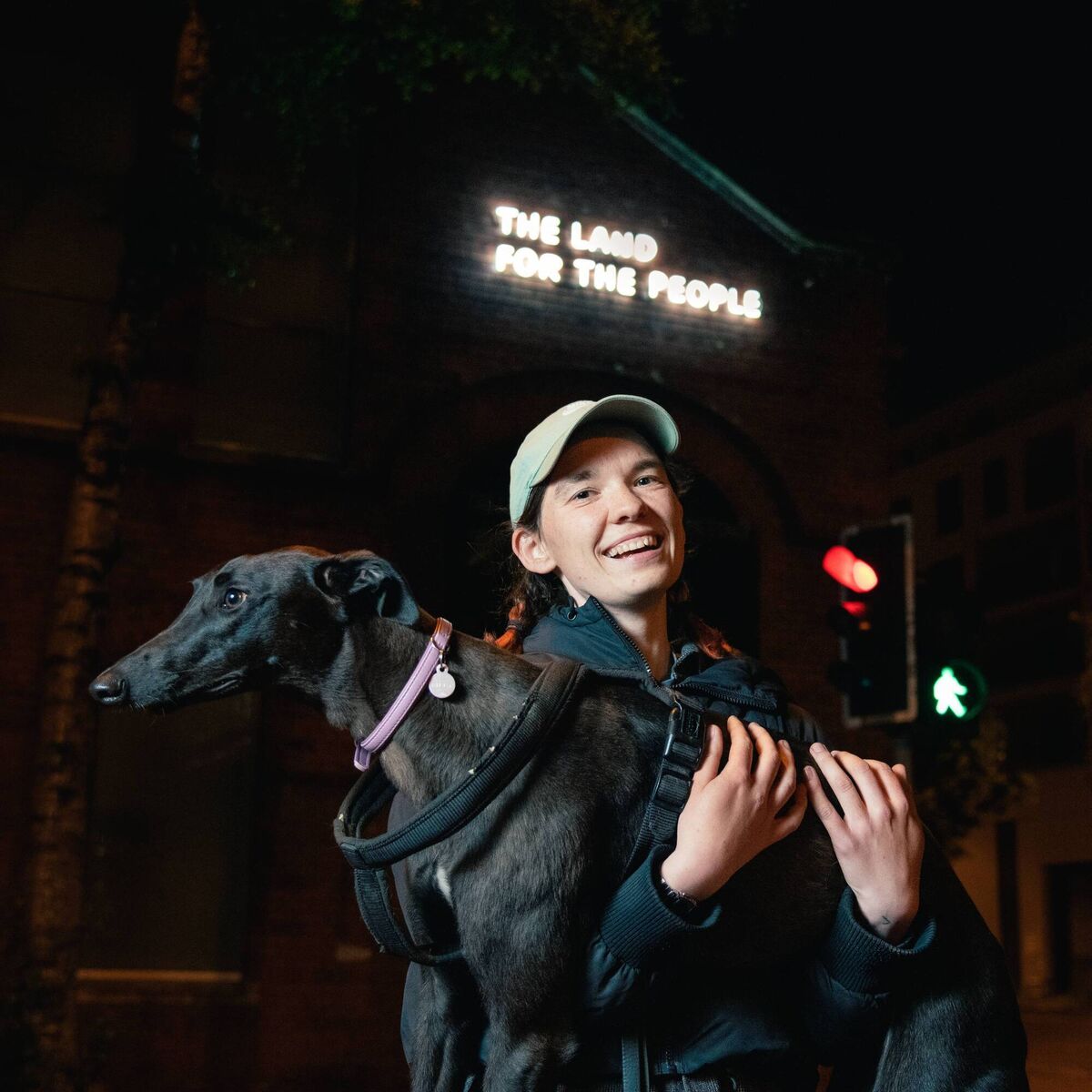 The Land For The People’ neon light, at the National Sculpture Factory, with its creator, Eimear Walshe, pictured here. Picture: Jed Niezgoda