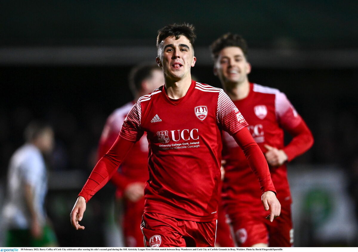 Barry Coffey of Cork City celebrates after scoring. Picture: David Fitzgerald/Sportsfile