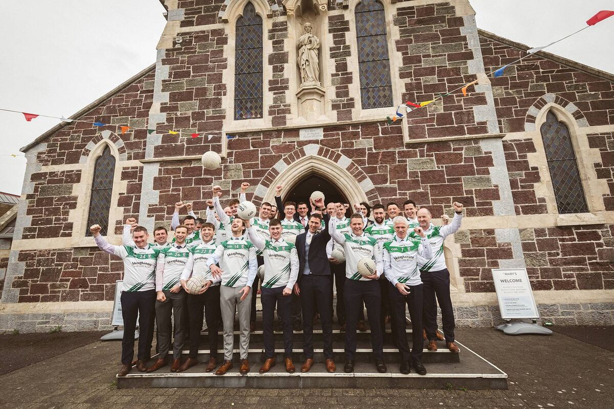The couple were given a guard of honour by Conor's teammates, footballers from Ilen Rovers. The couple were given a guard of honour by Conor's teammates, footballers from Ilen Rovers.