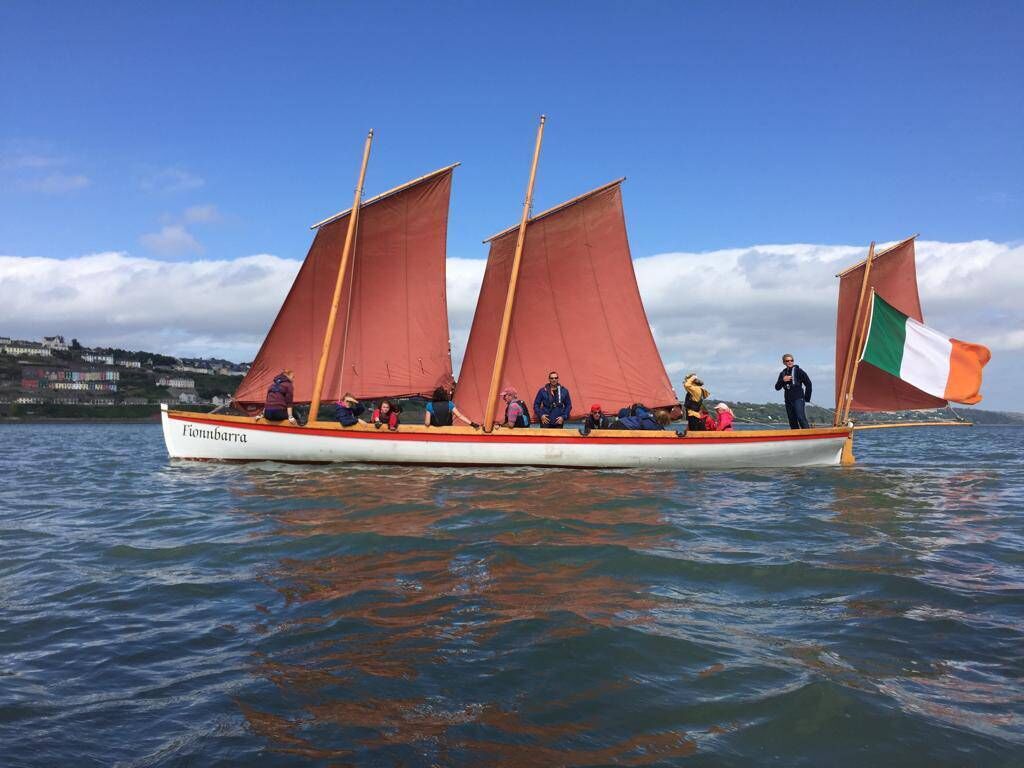 The Bantry longboat called Fionn Barra, it is 40 foot long and takes a crew of 13; 10 rowers, one captain, one steering and one navigating.