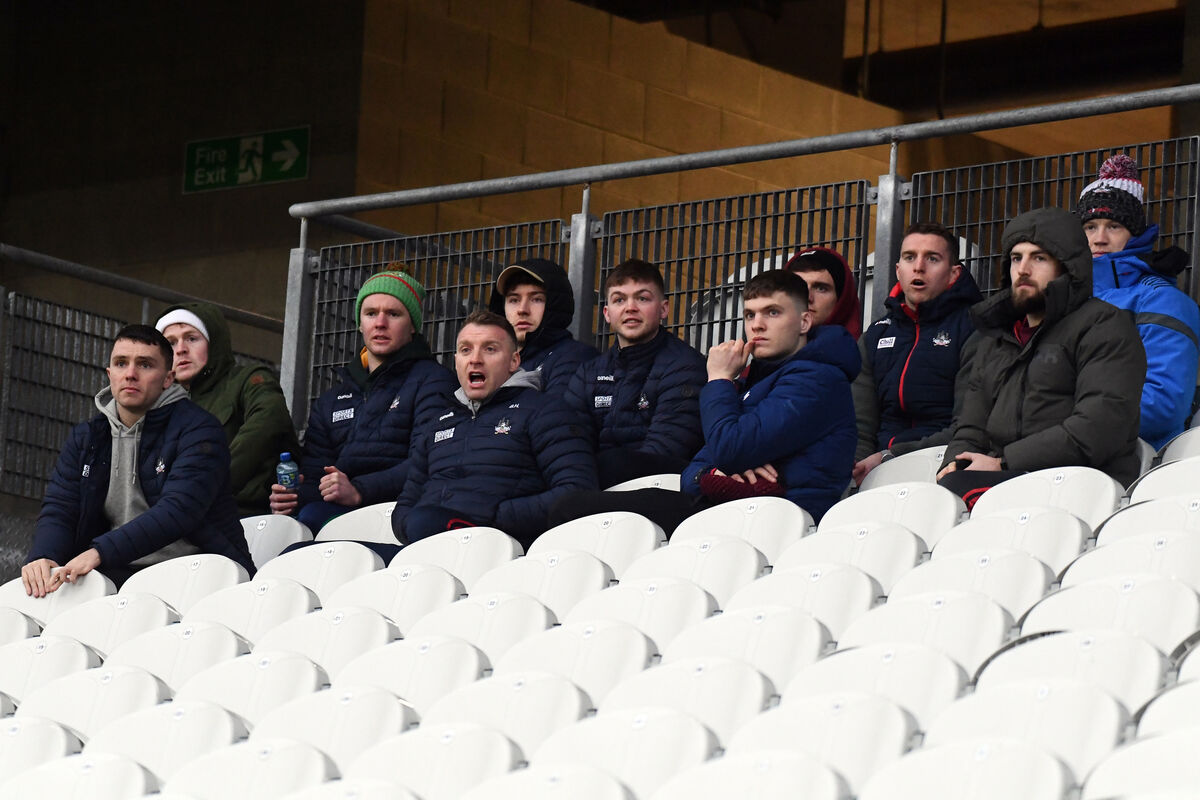 Cork footballers on the injured list: Sean Powter, Joe Grimes, Maurice Shanley, Brian Hurley, Paul Walsh, Cathail O'Mahoney, David Buckley, Brian Hayes, Kevin Cramer, Nathan Walsh and Brian Hartnett watching the Galway game. Picture: Eddie O'Hare