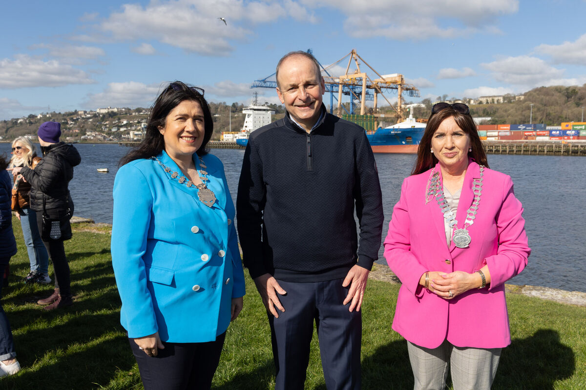 An Taoiseach Micheál Martin walking on the marina in Cork City with President of Network Ireland Noreen McKenzie and President of Network Cork Maria Desmond to celebrate International Women's Day. Photo Darragh Kane An Taoiseach Micheál Martin walking on the marina in Cork City with President of Network Ireland Noreen McKenzie and President of Network Cork Maria Desmond to celebrate International Women's Day. Photo Darragh Kane