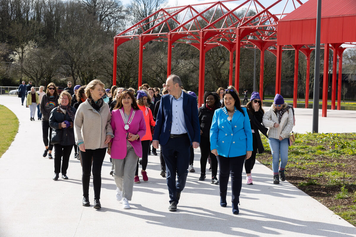 An Taoiseach Micheál Martin walking on the marina in Cork City with Deirdre Clune TD, President of Network Cork Maria Desmond and President of Network Ireland Noreen McKenzie and members of Network Cork to celebrate International Women's Day. Photo Darragh Kane An Taoiseach Micheál Martin walking on the marina in Cork City with Deirdre Clune TD, President of Network Cork Maria Desmond and President of Network Ireland Noreen McKenzie and members of Network Cork to celebrate International Women's Day. Photo Darragh Kane