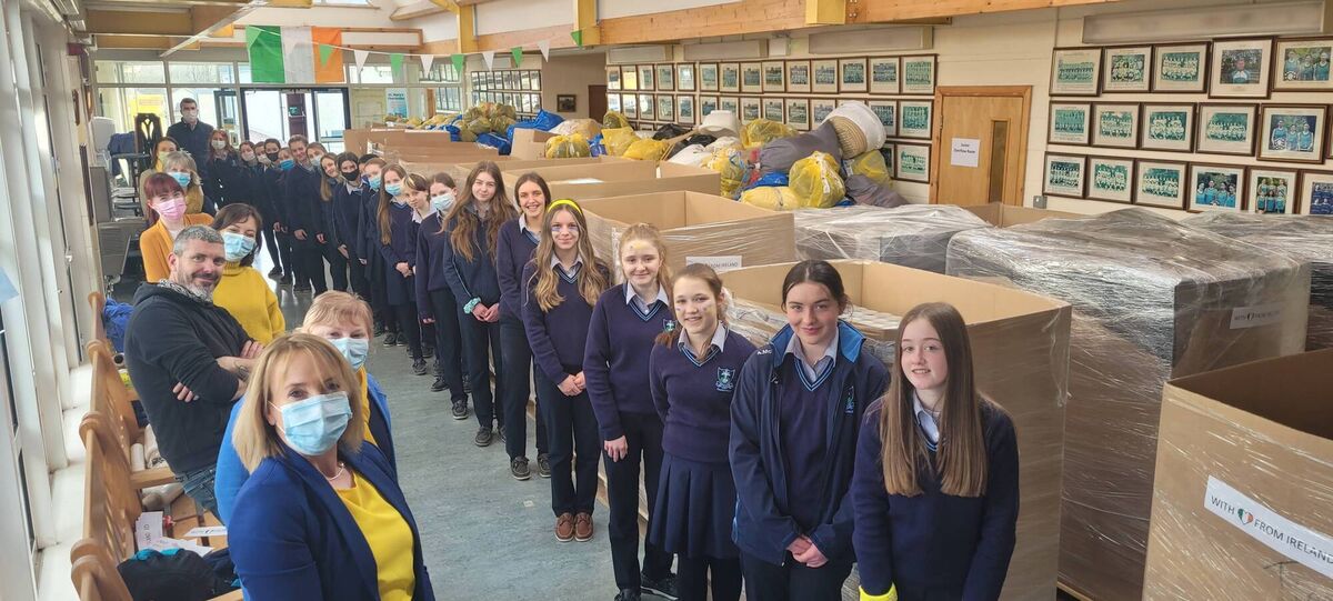 St Mary's Secondary School in Charleville sent off over 30 palettes of supplies to the Polish-Ukrainian border.