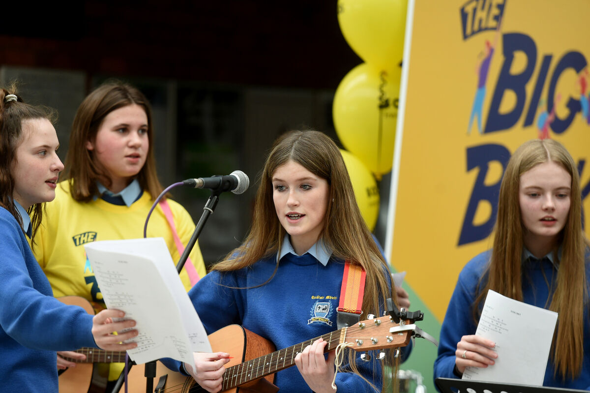 Ava Mortell and pupils from Colaiste Mhuire, Buttevant perform as part of the BIG BUSK at Cork Kent Station, in aid of Focus Ireland on Friday 11th March 2022. Pic: Larry Cummins Ava Mortell and pupils from Colaiste Mhuire, Buttevant perform as part of the BIG BUSK at Cork Kent Station, in aid of Focus Ireland on Friday 11th March 2022. Pic: Larry Cummins