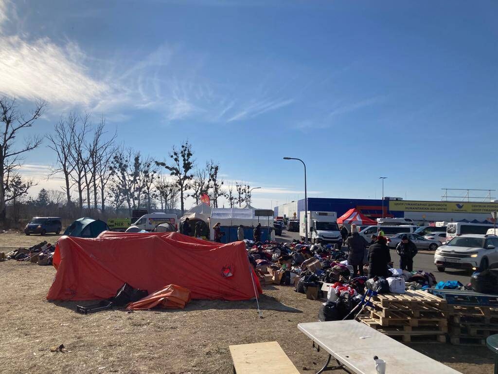 Tented village by the humanitarian aid centre in Przemyśl, near the Polish-Ukrainian border. Picture: Donal O'Keeffe Tented village by the humanitarian aid centre in Przemyśl, near the Polish-Ukrainian border. Picture: Donal O'Keeffe