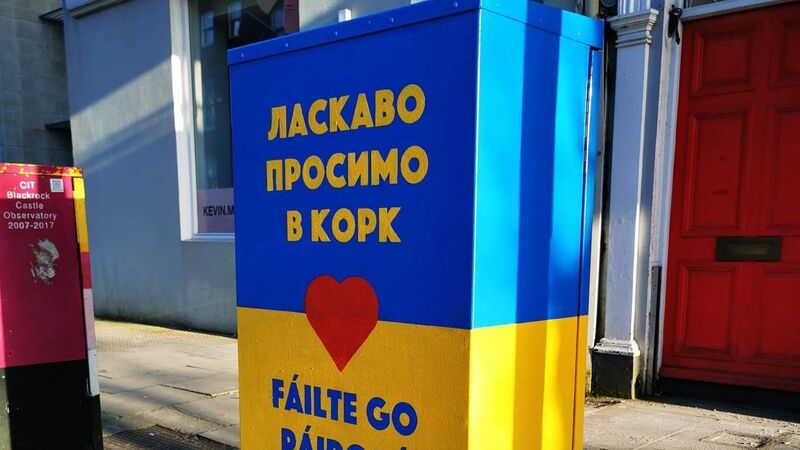 Páirc Uí Kyiv: Cork street artists create messages of welcome for Ukrainians coming to Cork