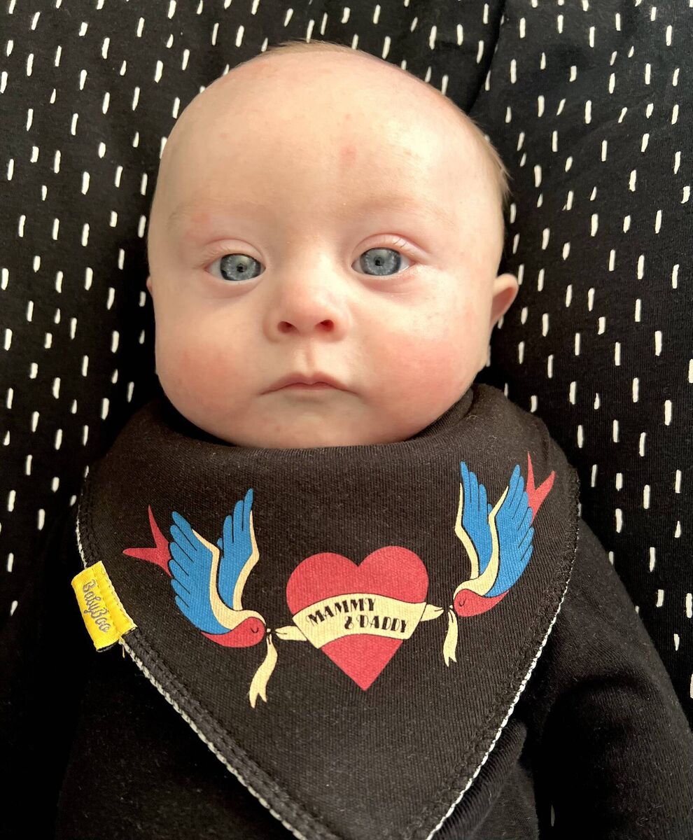 Gene Daly wearing one of the bibs his parents designed for Cork-founded company, Babyboo.ie. One euro from every bib sale will go to the Down Syndrome Centre. Gene Daly wearing one of the bibs his parents designed for Cork-founded company, Babyboo.ie. One euro from every bib sale will go to the Down Syndrome Centre.