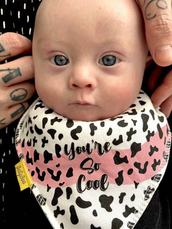 Gene in one of the charity Babyboo.ie bibs.