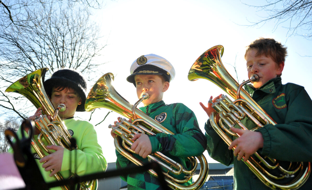 Young musicians Craig, Jacob and Callum play with the Gaelscoil An Teaghlaigh Naofa, Ballyphehane brass band at the school parade on Wednesday. Pic: Larry Cummins Young musicians Craig, Jacob and Callum play with the Gaelscoil An Teaghlaigh Naofa, Ballyphehane brass band at the school parade on Wednesday. Pic: Larry Cummins