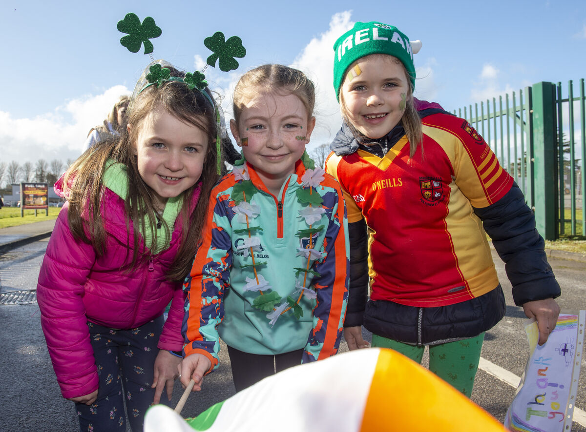 Ciara O'Sullivan, Clara Foley and Aoife Carey at the St. Patrick's Day parade in Mallow, Co Cork. Picture Dan Linehan Ciara O'Sullivan, Clara Foley and Aoife Carey at the St. Patrick's Day parade in Mallow, Co Cork. Picture Dan Linehan