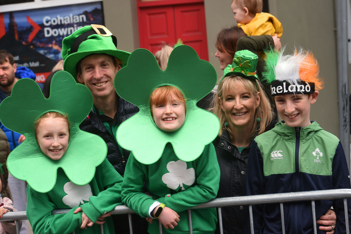 Parents Shane and Ruth Cooney, Rochestown with children Beth, Lily and Cian at the Cork St Patrick's Day Parade. Pic: Larry Cummins. Parents Shane and Ruth Cooney, Rochestown with children Beth, Lily and Cian at the Cork St Patrick's Day Parade. Pic: Larry Cummins.