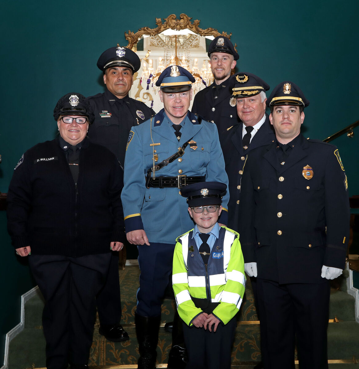  Cayden Dempsey with members of the Massachusetts State Police, Lynn, Revere, Rowley and Ipswich Police Departments including members from Coral Springs Police Department Florida. Picture: Jim Coughlan.