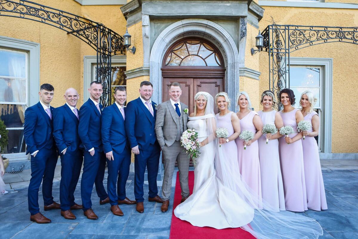 The wedding party outside the venue, The Vienna Woods Hotel, Glanmire. The wedding party outside the venue, The Vienna Woods Hotel, Glanmire.