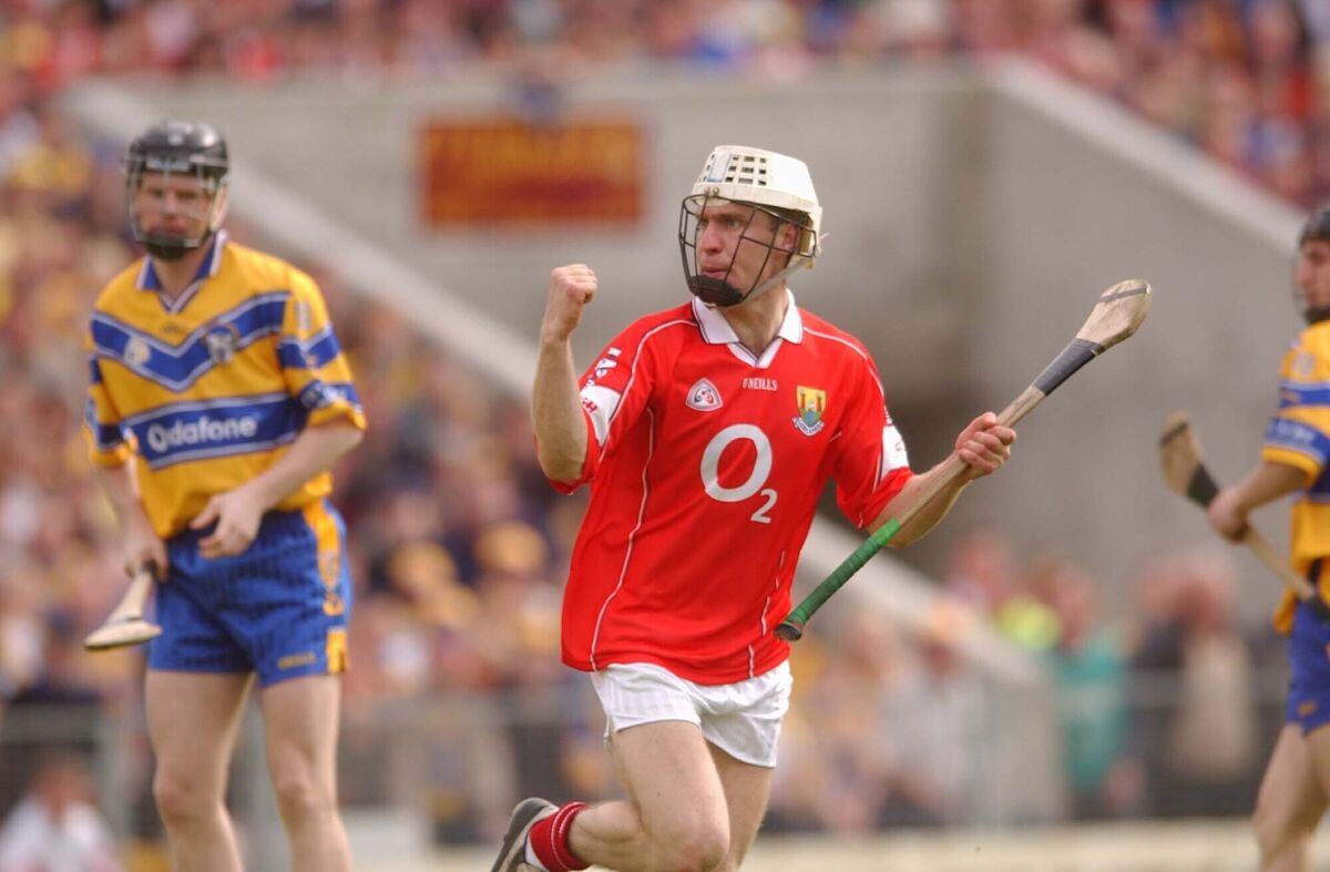 Cork's Timmy McCarthy celebrates after knocking over a point against Clare in the Munster SHC in Thurles in 2003. Picture: Dan Linehan