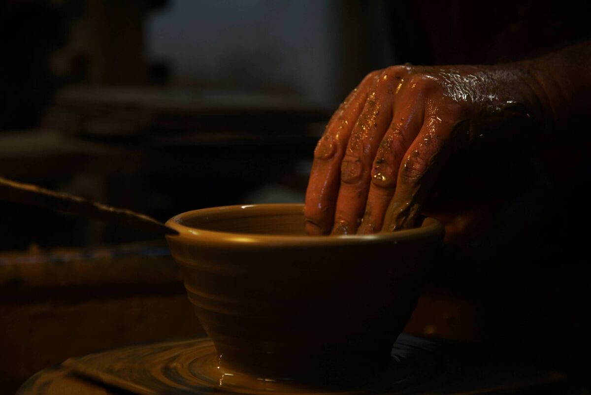 Close shot of Ron Barrett's hand while pottering in Shanagarry factory. Picture: Mostafa Darwish. Close shot of Ron Barrett's hand while pottering in Shanagarry factory. Picture: Mostafa Darwish.