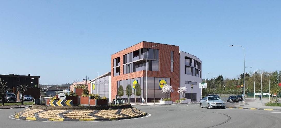 Proposed Douglas Lidl with eight apartments overhead Proposed Douglas Lidl with eight apartments overhead
