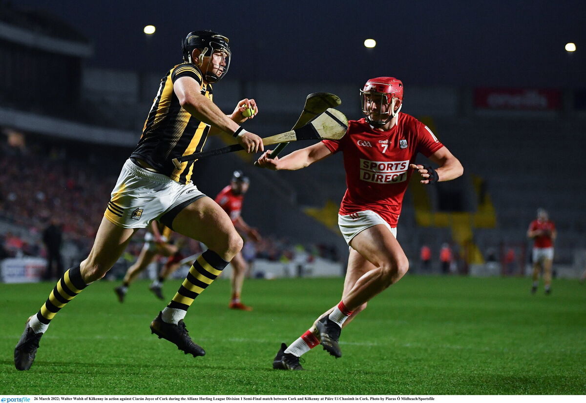 Walter Walsh of Kilkenny in action against Ciarán Joyce of Cork. Picture: Piaras Ó Mídheach/Sportsfile