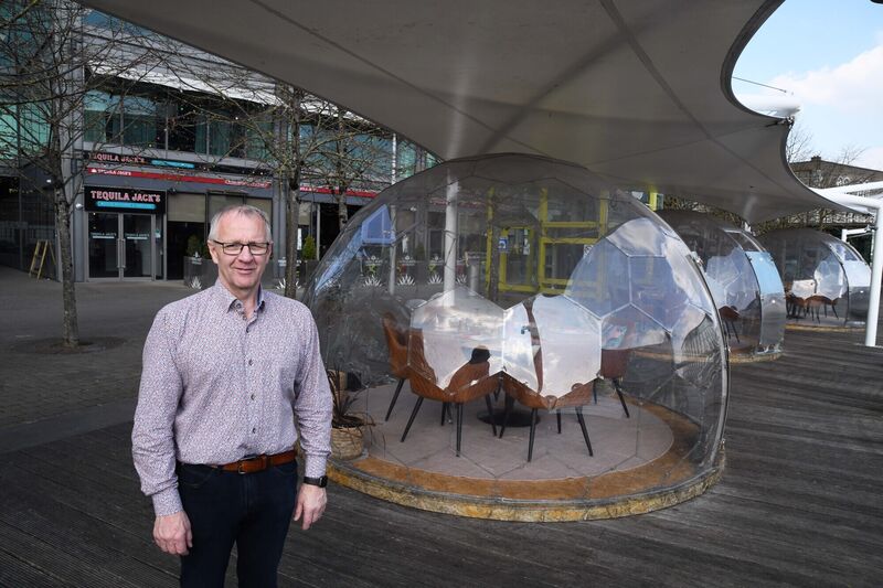 Seán McCarthy, co-owner of Tequila Jacks Mexican Restaurant &amp;Tequila Bar with their outdoor pods. Picture Denis Minihane.