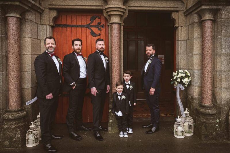 James with his bestman and groomsmen and page boys. James with his bestman and groomsmen and page boys.