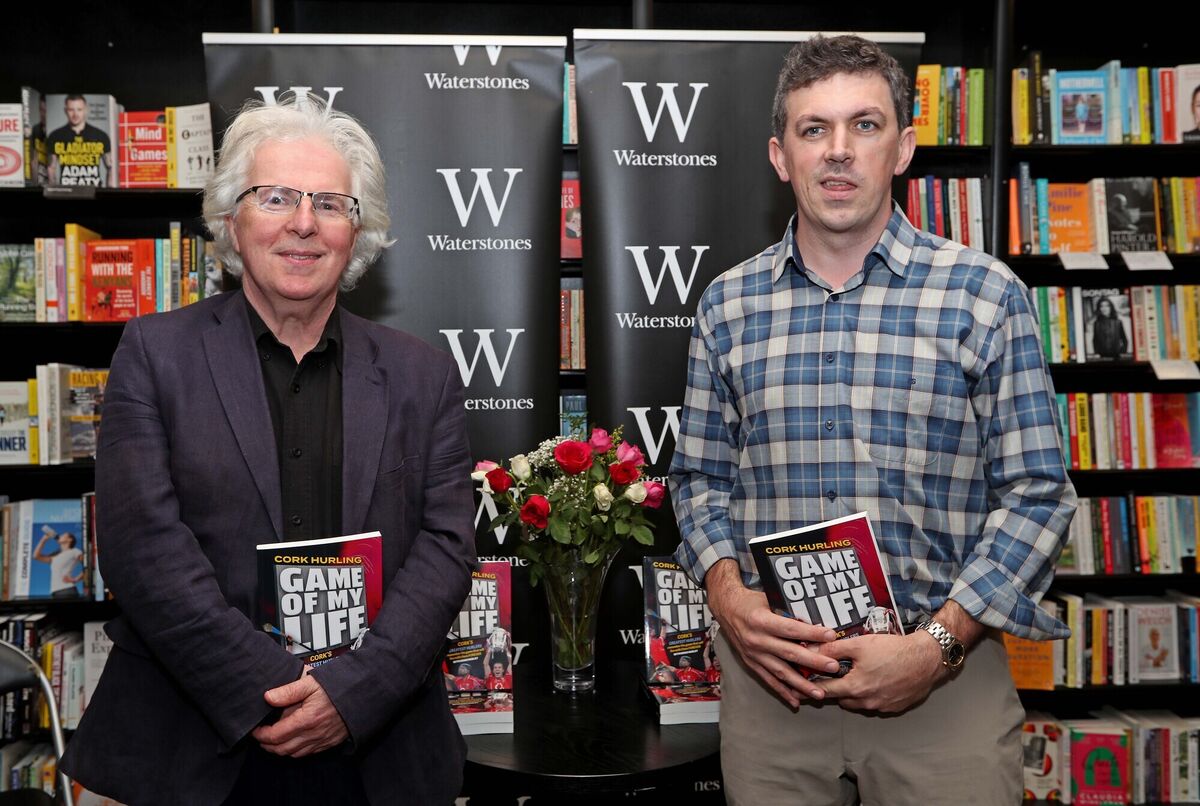 Cork Hurling: Game of My Life author Denis Hurley with Tadhg Coakley, who launched the book in Waterstones. Picture: Jim Coughlan